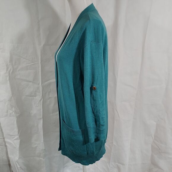 St. John SoCa Wool Silk Cashmere Blend Cardigan Women Size Small Snap Front Flaw - Picture 4 of 16
